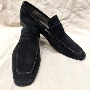 Magnanni black suede loafers